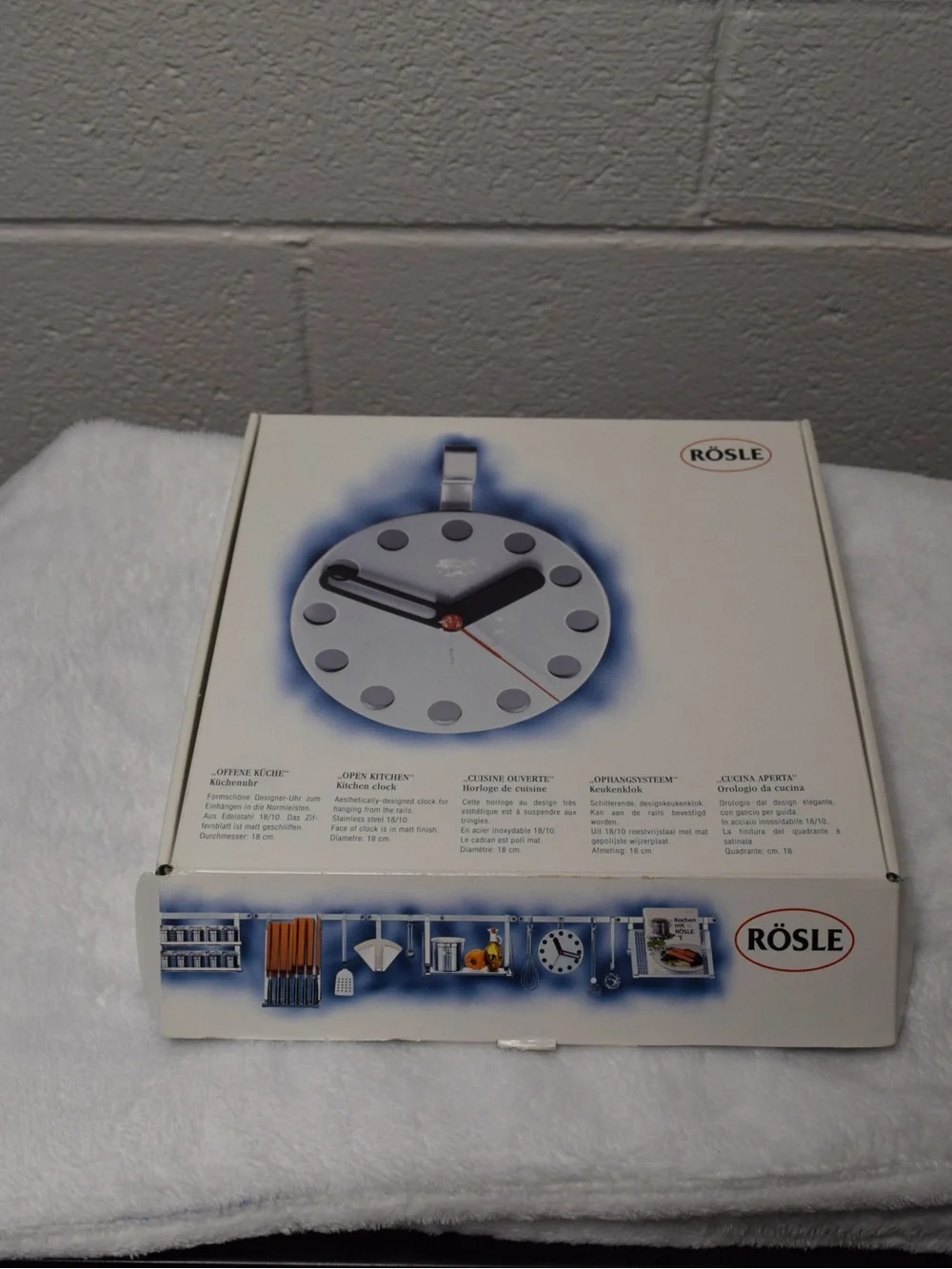 WORKS Vintage RÖSLE Kitchen Stainless Steel Wall Clock 19100 Heidebrecht Germany